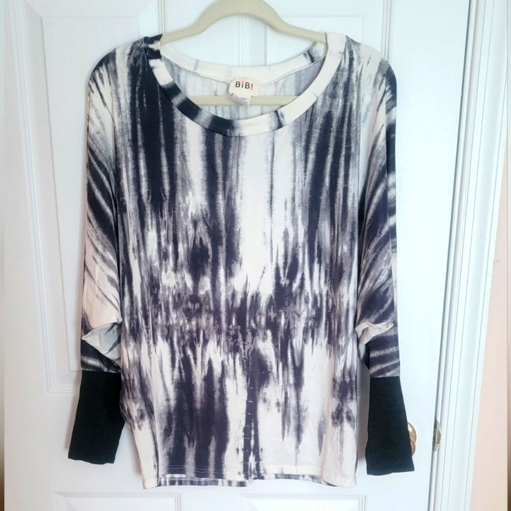 BIBI Black and White Tie-Dye Women's Top Size SMALL NEW